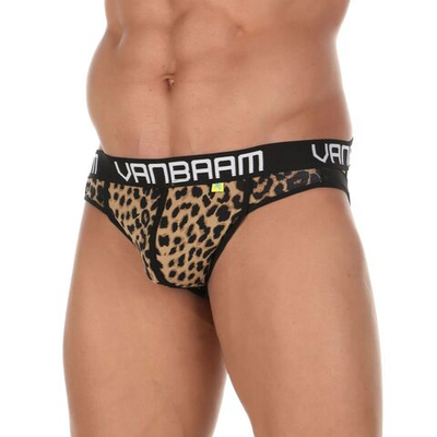 Черные сексуальные трусы-джоки с леопардовым принтом (Размер: XL) (Цвет: черный)