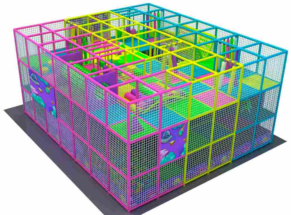 Уличный лабиринт «Звездные приключения» с крышей , 3 этажа. 9,8*8,5*4,8 м