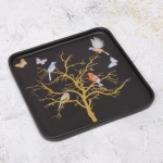 Тарелка керамическая «Райский сад» 25*25*2см, черная