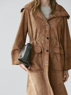 Massimo Dutti Длинная замшевая куртка, рыжевато-коричневый