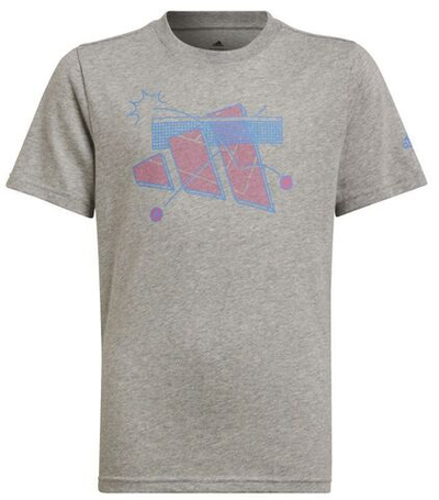 Футболка для мальчика теннисная Adidas Aeroready Tennis Graphic Tee - medium grey