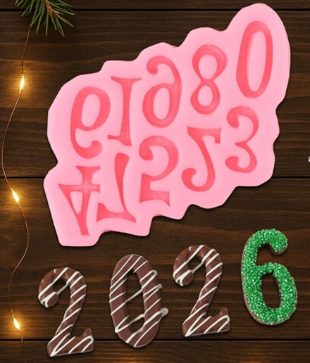 Молд для заливки «Цифры 2026», силикон, 15×10 см, МИКС