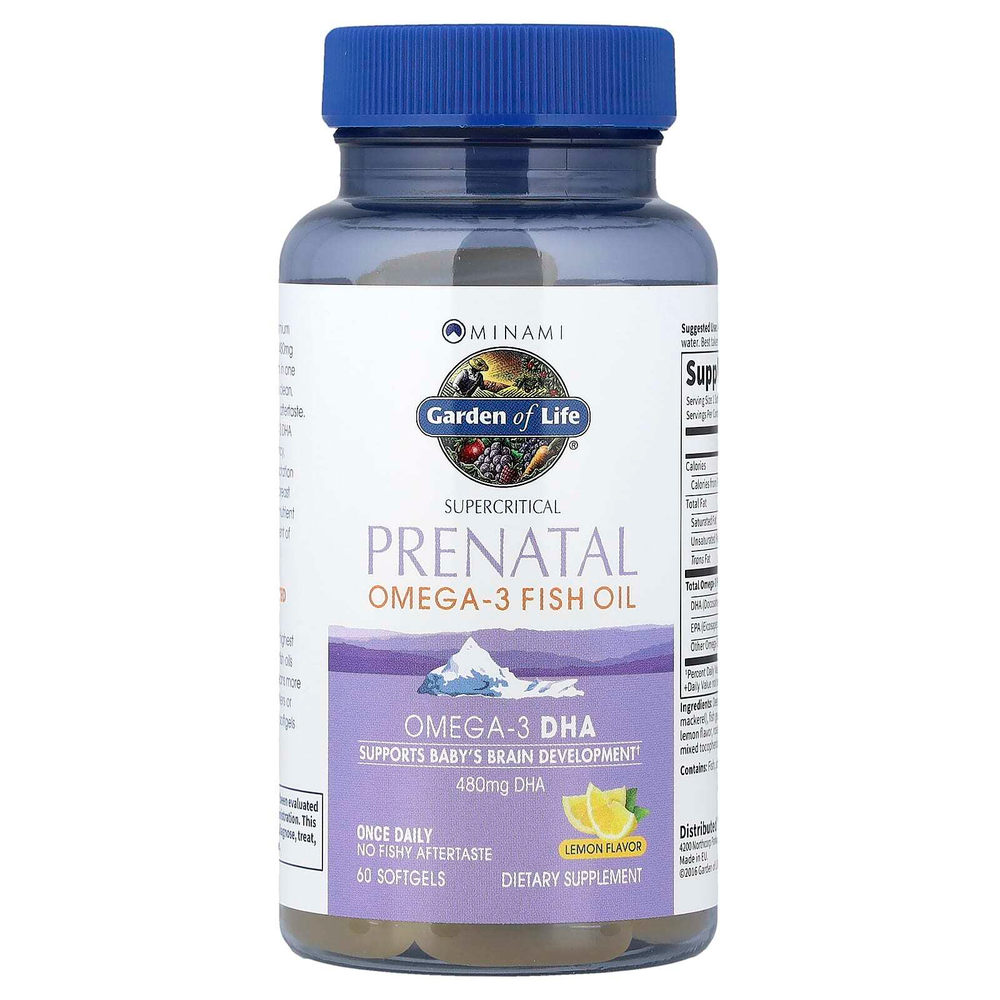 Minami Nutrition, Supercritical Prenatal, рыбий жир омега-3 со вкусом лимона, 60 мягких желатиновых капсул