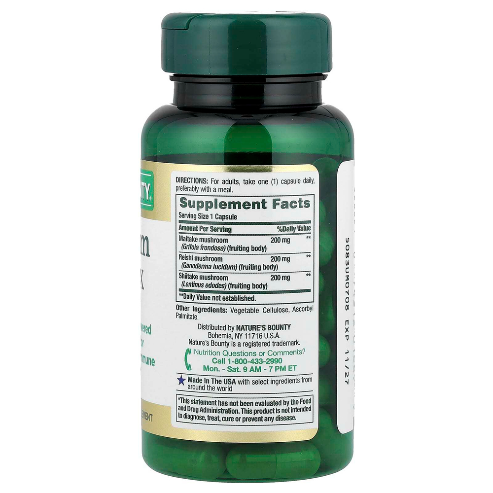Nature's Bounty, комплекс грибов, 60 капсул