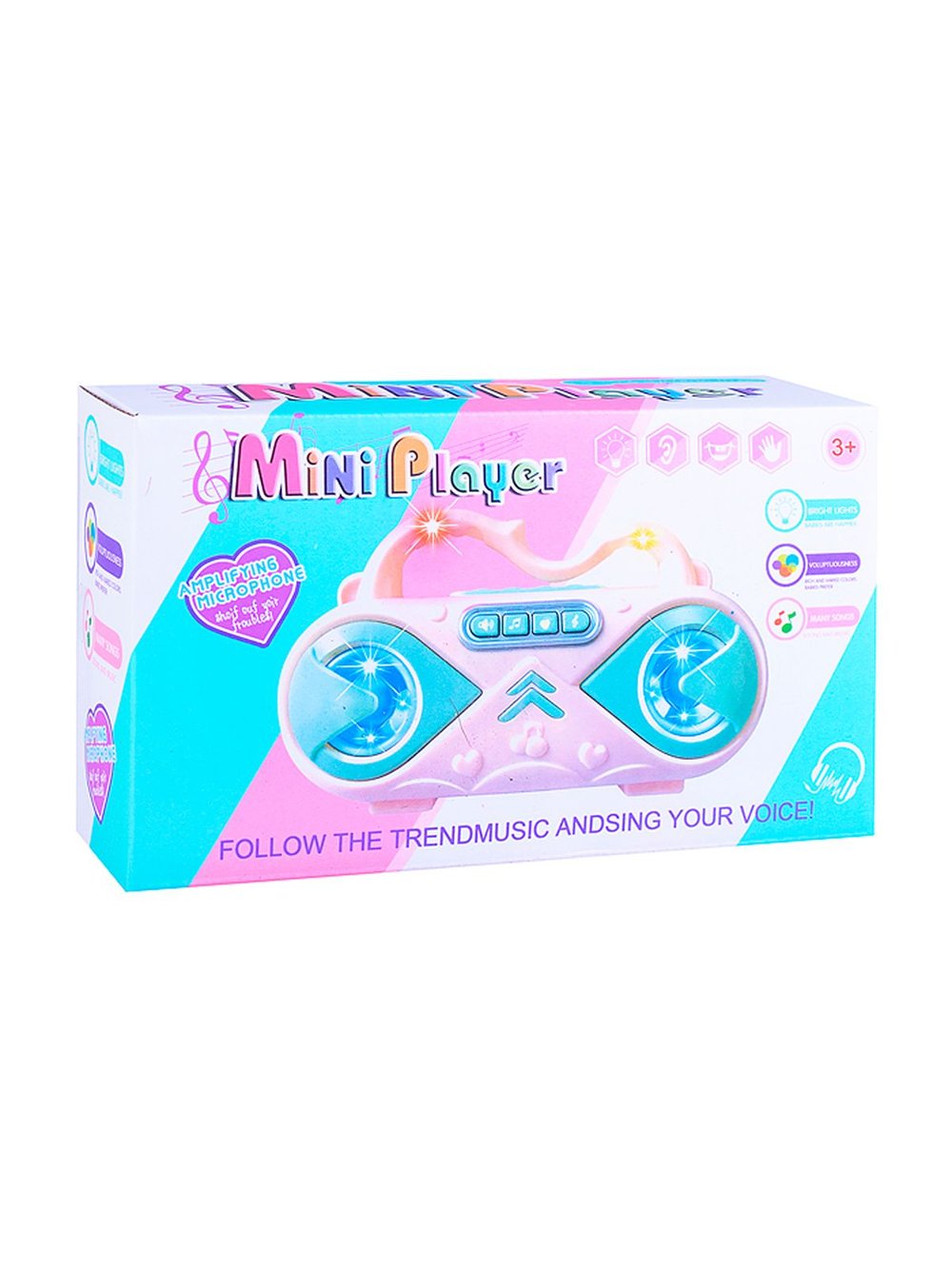 Магнитофон игрушечный на батарейках розовый (2762)