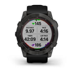 Умные часы Garmin Fenix 7X Sapphire Solar титановый угольно-серый DLC с силиконовым ремешком