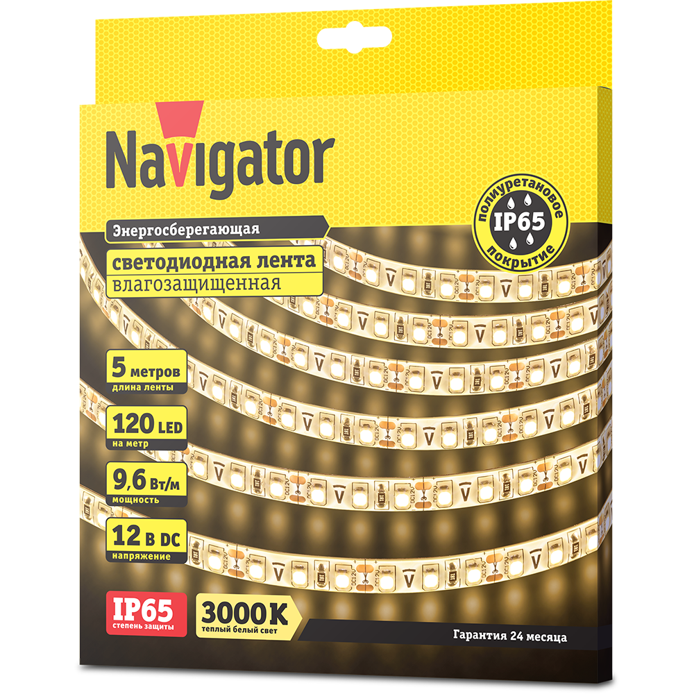 СД Лента Navigator 71 411 NLS-3528WW120-9.6-IP65-12V R5