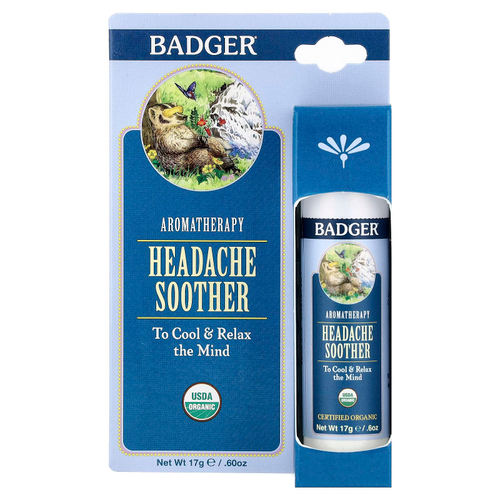 Badger, ароматерапия, средство от головной боли, перечная мята и лаванда, 17 г (0,60 унции)