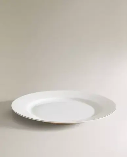 ZARA HOME ТАРЕЛКА ИЗ КОСТЯНОГО ФАРФОРА С КОНТРАСТНОЙ КРОМКОЙ, ЗОЛОТИСТЫЙ
