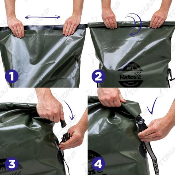 Герморюкзак 60 л (ПВХ, хаки/черный) (HS-GR-60-HB) Helios