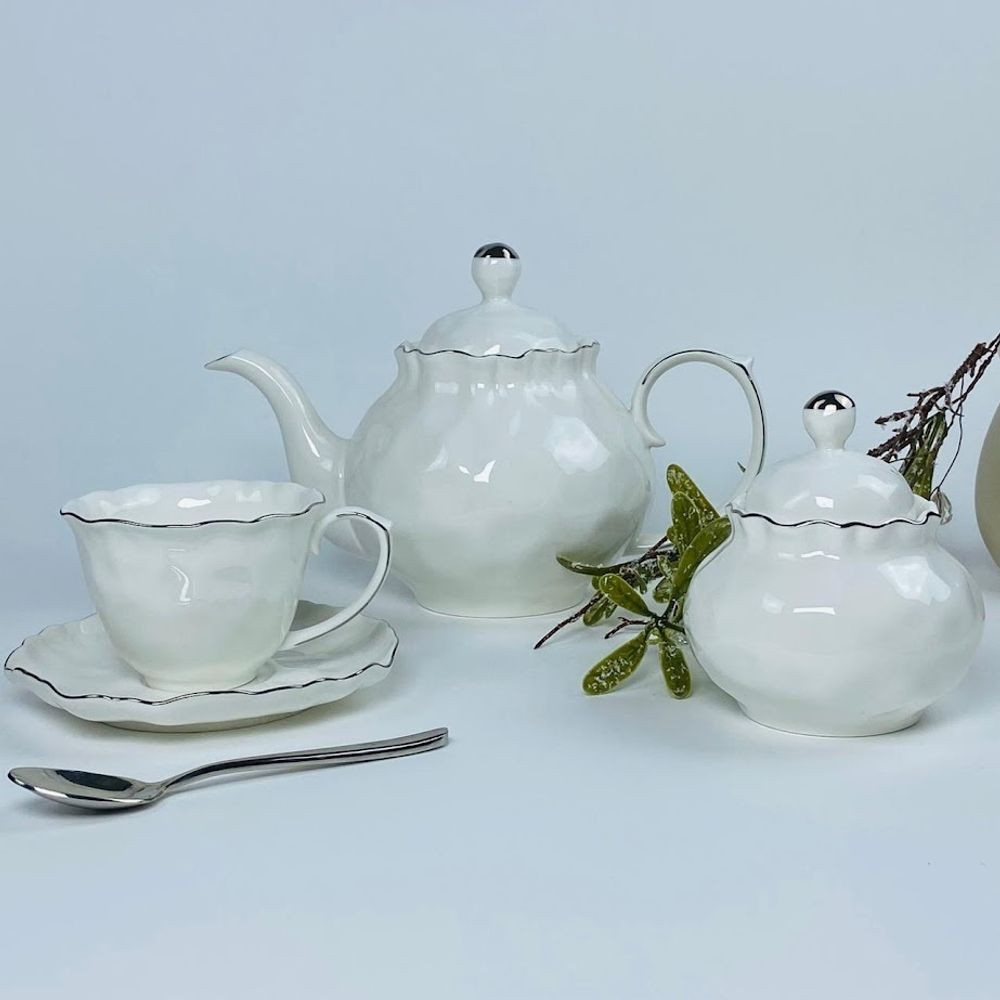 Lenardi 305-291 Чайный сервиз 16пр. ВАНЕССА СЕРЕБРО в под.уп.(х3)Фарфор