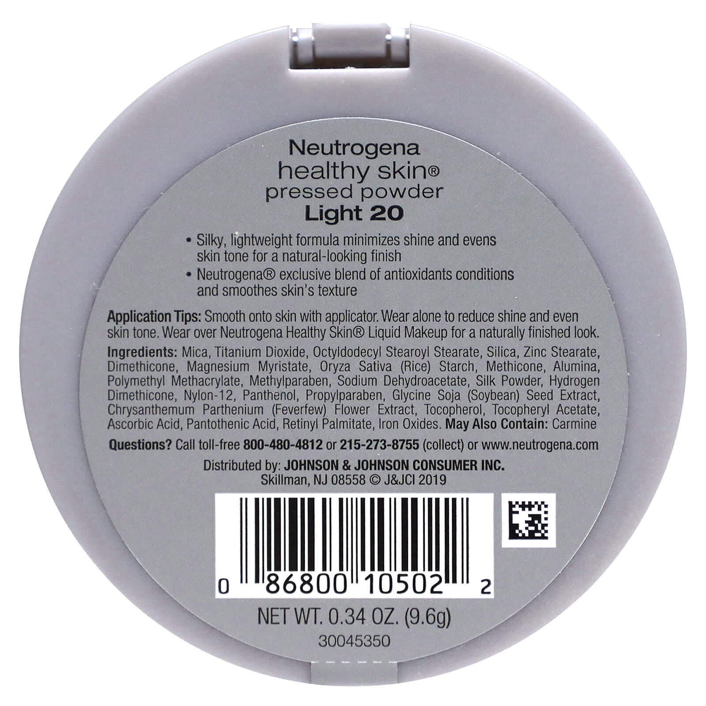 Neutrogena, Healthy Skin, прессованная пудра, светлый 20, 9,6 г (0,34 унции)