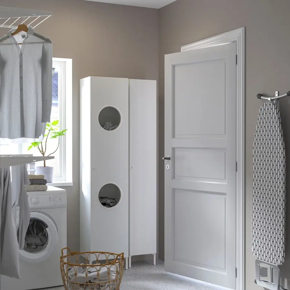 Шкаф для белья - NYSJÖN  IKEA/ НИСЬЕН ИКЕА, 40x190 см, белый