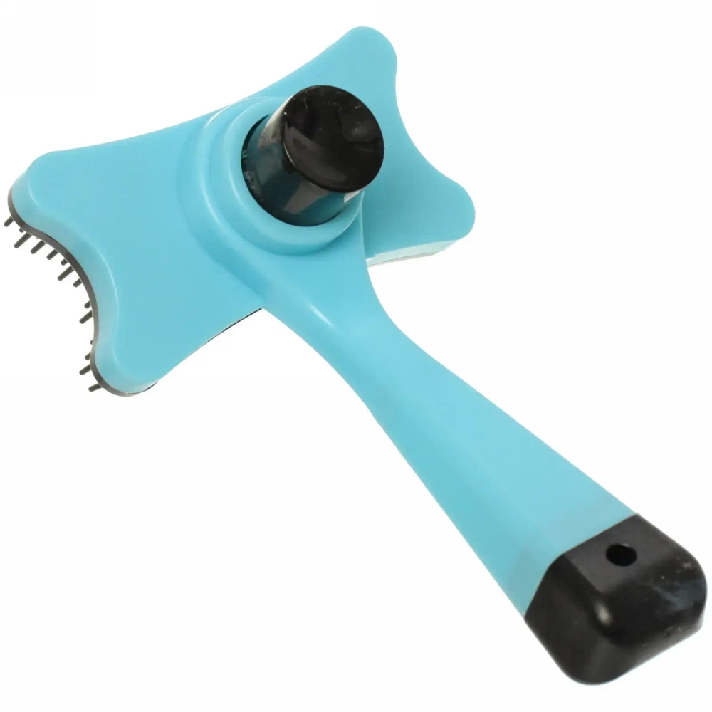 Расческа - пуходерка самоочищающаяся для собак и кошек «Пушок», цвет голубой, 13см (блистер)