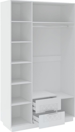 Шкаф для одежды распашной с зеркалом и полками Белый Поры Дерева/Белый Глянец, 130х51х222 см Тиффани RINNER мебельная фабрика