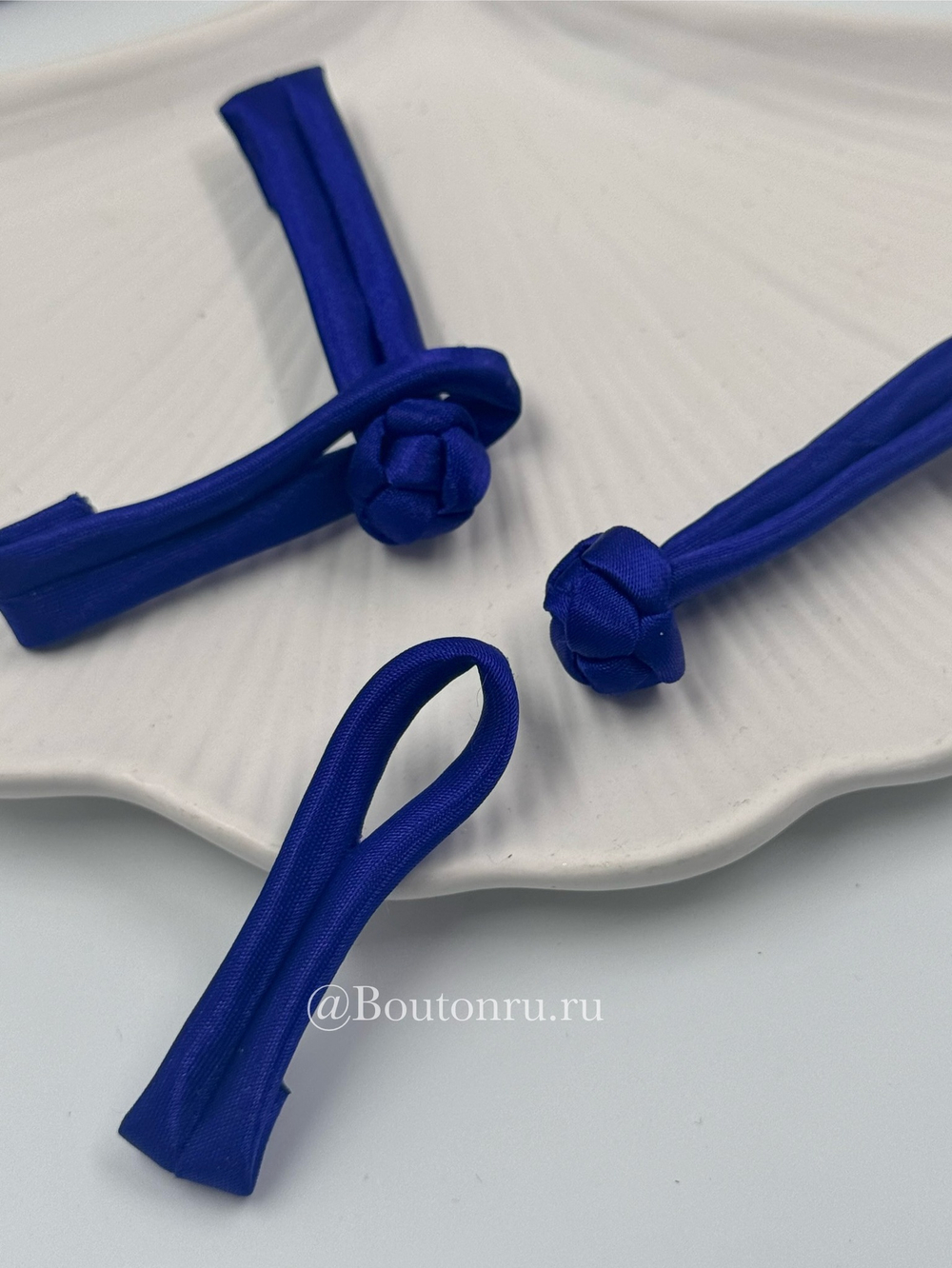 Застежка клевант узел синяя (китайская пуговица)