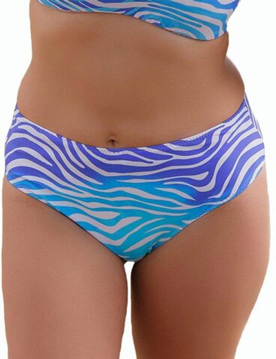 Плавки-бразилиана с полосками зебры (Размер: L) (Цвет: белый с синим)