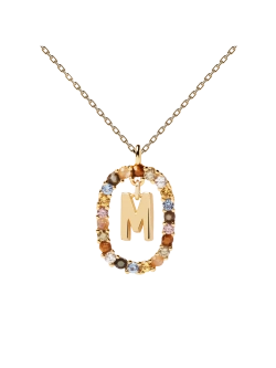 Колье женское PDPaola Буква M серебро 925 пробы покрытое золотом 750 пробы CO01-272-U