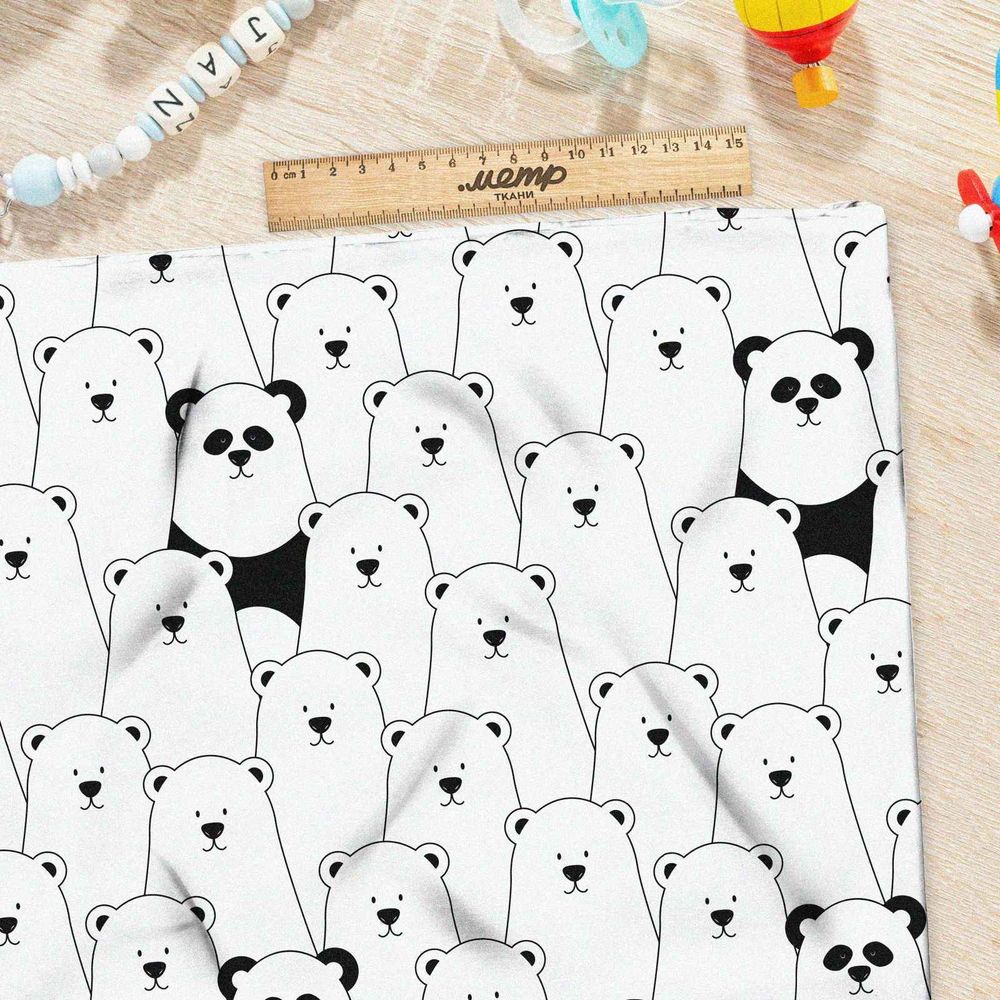 Ткань таффета толпа белых мишек