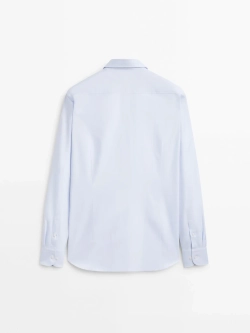 Massimo Dutti РУБАШКА ОБЛЕГАЮЩЕГО КРОЯ ИЗ ХЛОПКОВОГО ТВИЛА, НЕБЕСНО-ГОЛУБОЙ