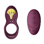 Фиолетовое эрекционное виброкольцо для пар с пультом ДУ + управление через приложение Zalo Bayek Vibrating Couples Ring Velvet Purple