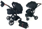 Детская коляска-трансформер Luxmom Dalux 608 3 в 1 для новорожденных, с автолюлькой , black