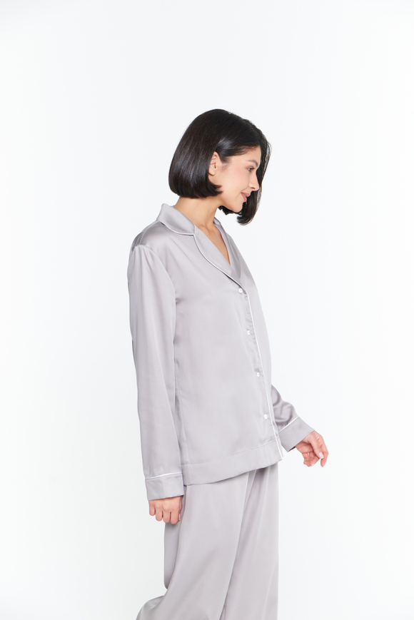 Блуза из тенселя с кантом серебро