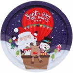 Поднос жестяной 32см «Дед Мороз на воздушном шаре»