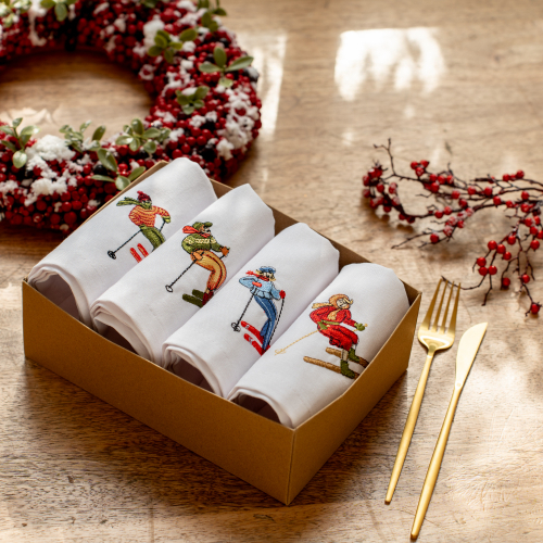 Комплект из четырех салфеток Ски, 37х37 см | белый