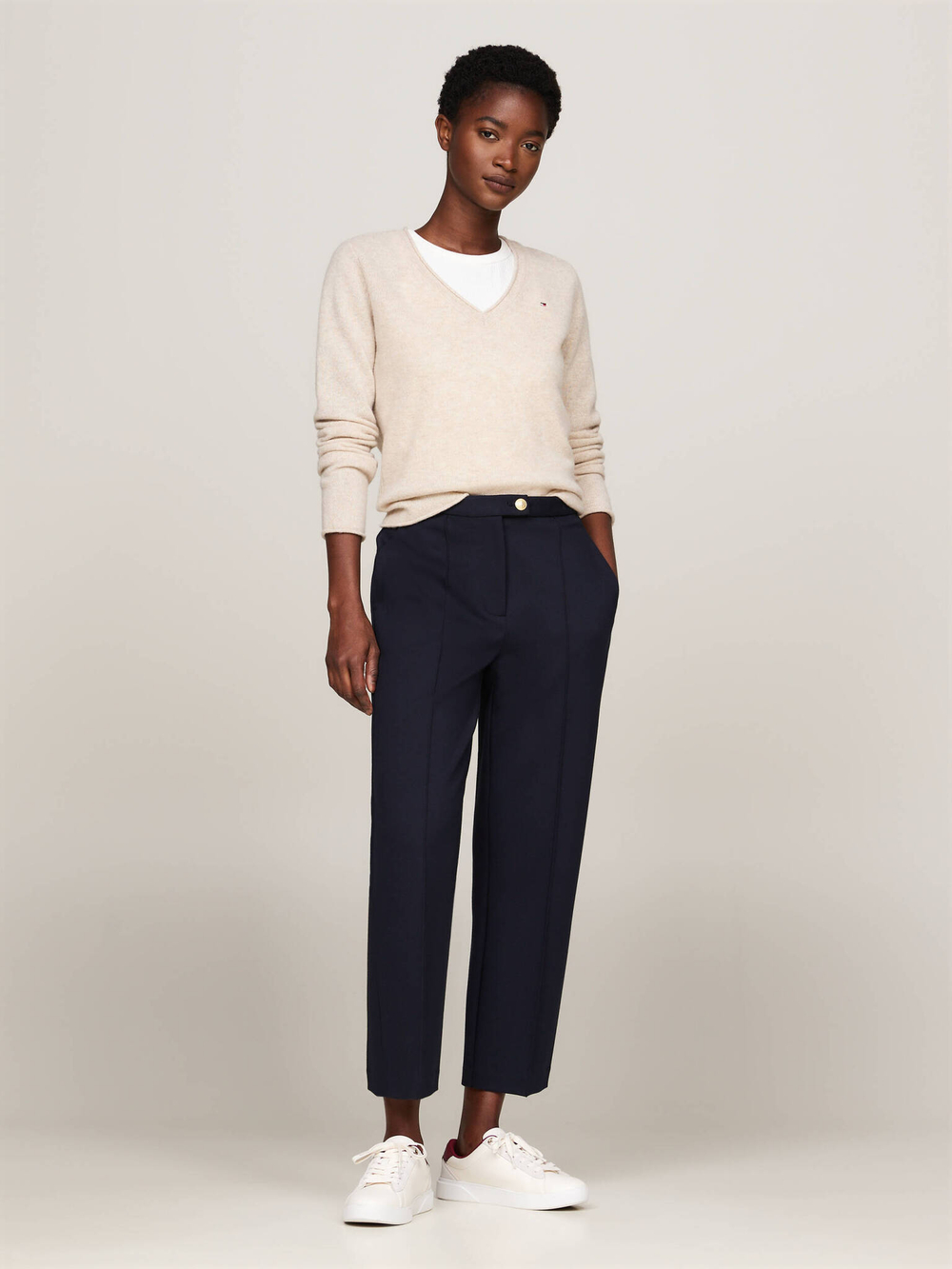 Хлопковый свитер Tommy Hilfiger - экрю(WW0WW43505)