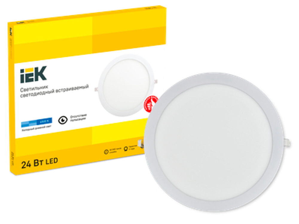 Светильник ДВО 1610 белый, круг LED 24Вт 6500 IP20 IEK