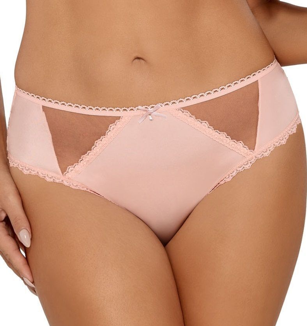 Трусики-слипы с треугольными сетчатыми вставками (Размер: S) (Цвет: персиковый)