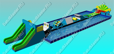 Наземный надувной аквапарк «Розовый бегемот» 38*10*5,5 м