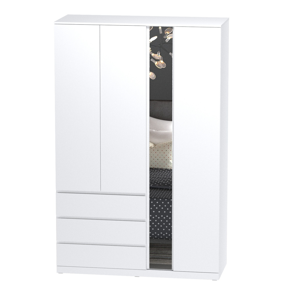 Шкаф распашной Варма Стор 144 с зеркалом, 222*144*57 см, белый