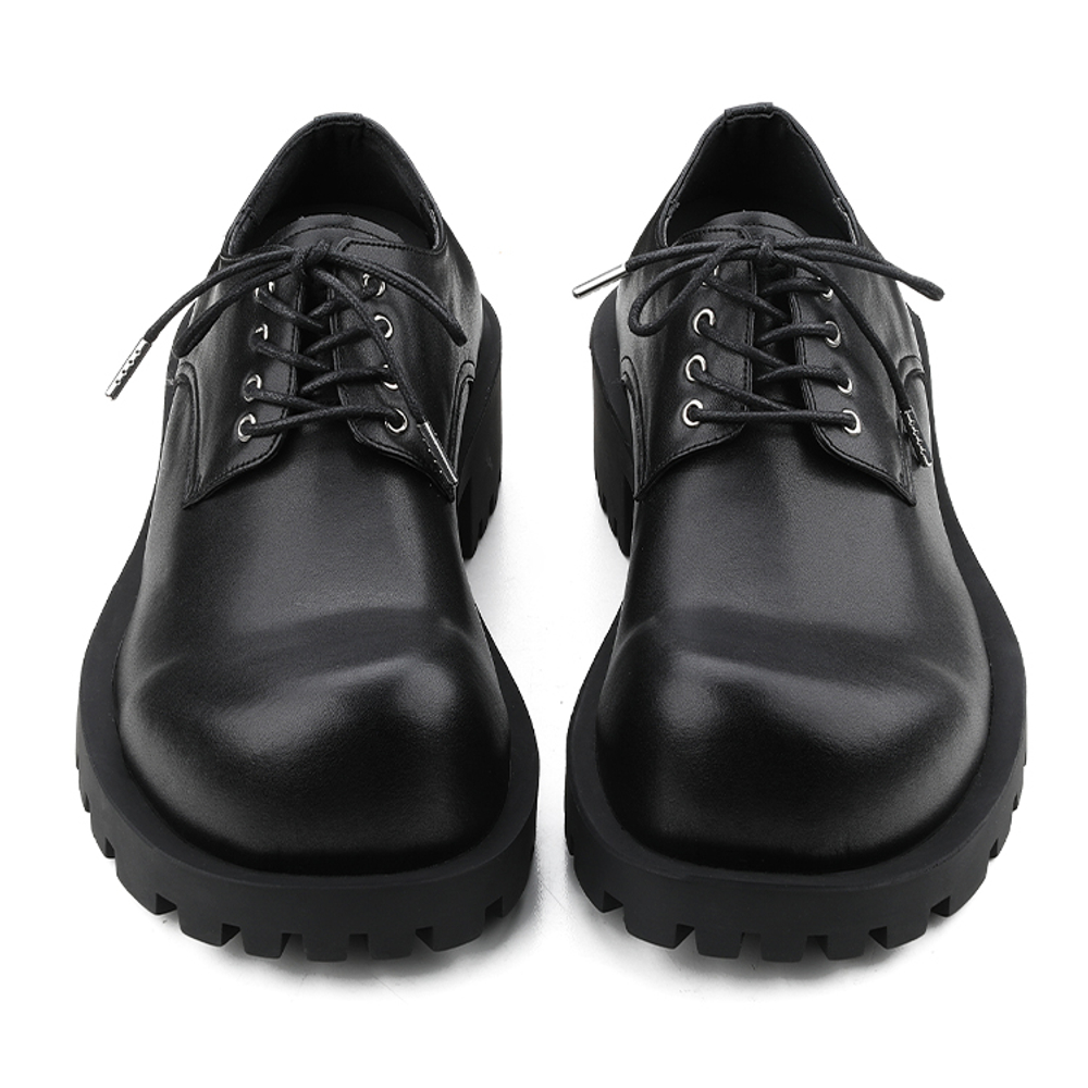HANQIAORIJI Black Blood Collection Cow Split Leather Casual Shoes Men"s Black