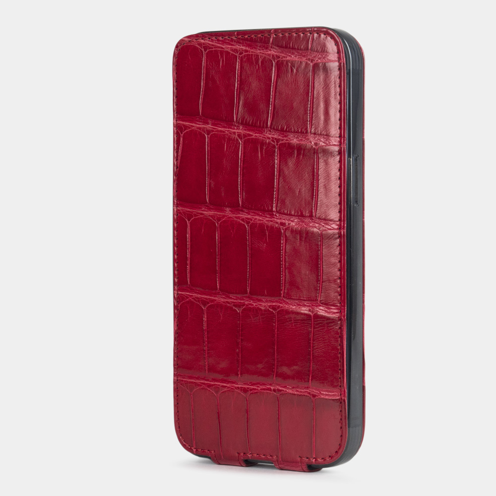 Чехол для iPhone 14 Pro Max из кожи крокодила, красного цвета