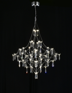 Подвесная люстра светодиодная с пультом и хрустальными подвесками Asfour MyFar Allegria MR2640-66P-76AP