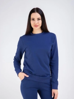 Свитшот без начеса и капюшона однотонный стильный, хлопок