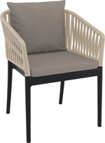 Кресло пластиковое с подушками Siesta Contract Portofino, черный, бежевый, светло-коричневый