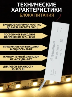 Блок питания для светодиодной ленты 80W 12V
