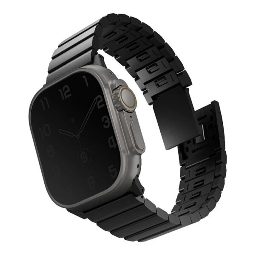 Сменный ремешок Uniq для Apple Watch 44/45/46/49мм Strova MAG Strap Link Steel, Black (49MM-STRVMBLK)