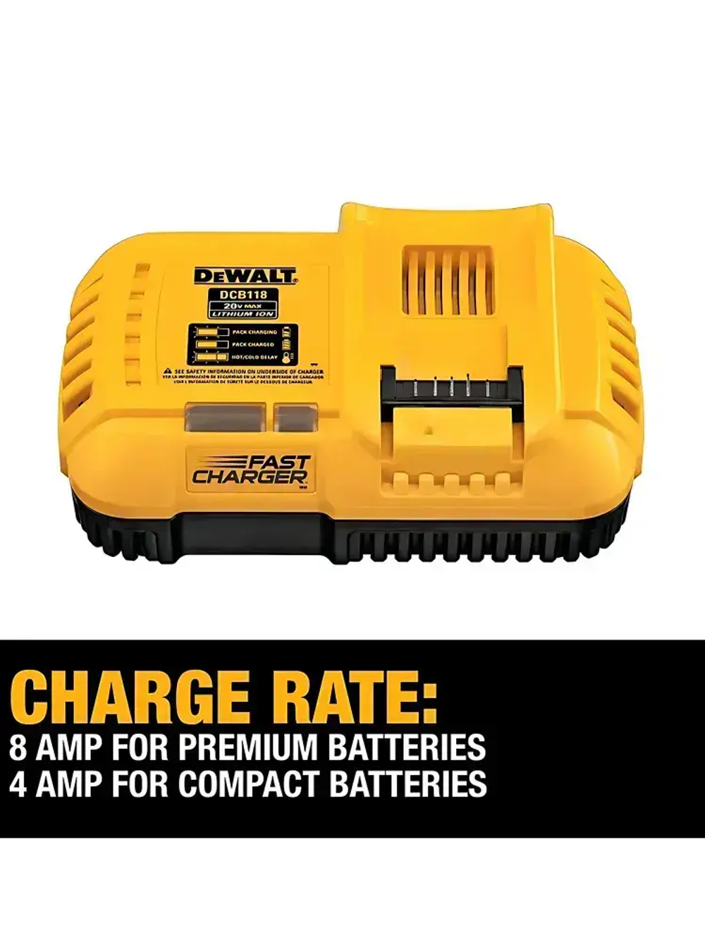 DeWalt DCB118 Быстрое зарядное устройство FLEXVOLT 18V 20V 60V MAX, с внутренним вентилятором и литиевой батареейнабор электроинструмента