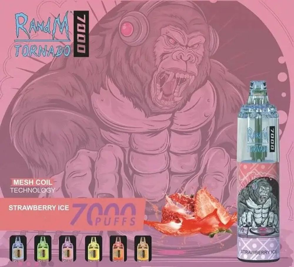 RandM Tornado 7000 - Strawberry Ice (5% nic)