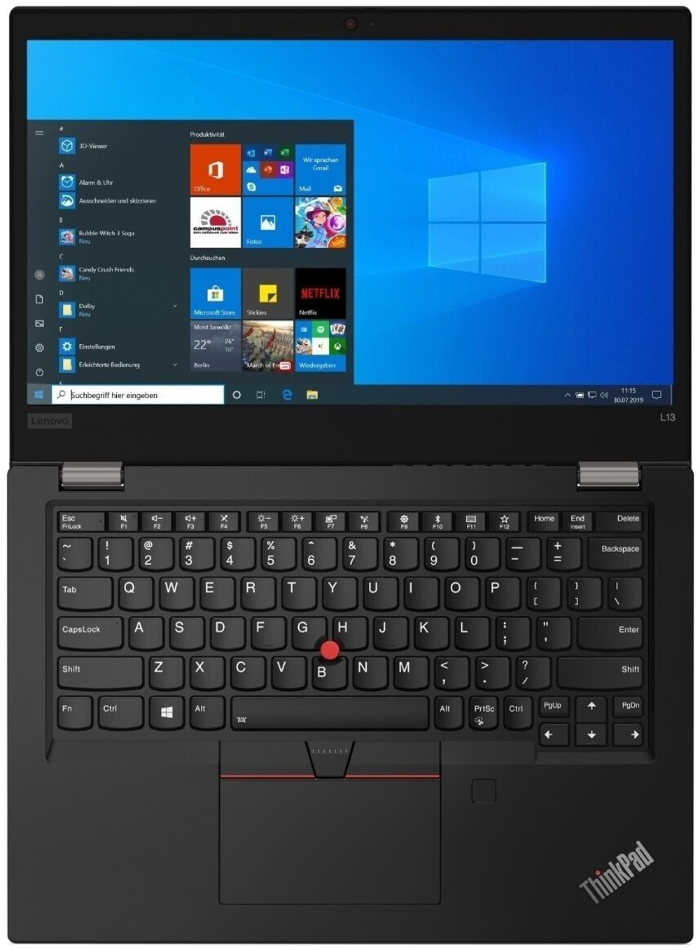 Ноутбук Lenovo ThinkPad L13 Intel Core i7 10510U, 1.8 GHz, 8192 Mb, 13.3; Full HD 1920x1080, 256 Gb SSD, DVD нет, Intel HD Graphics, WiFi, Bluetooth, Windows 10 Professional, черный 20R3000CRT