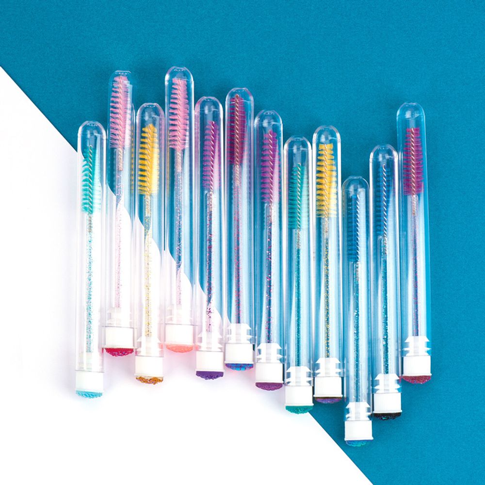 Щеточка для бровей и ресниц в колбе, 1 шт, цвет синий