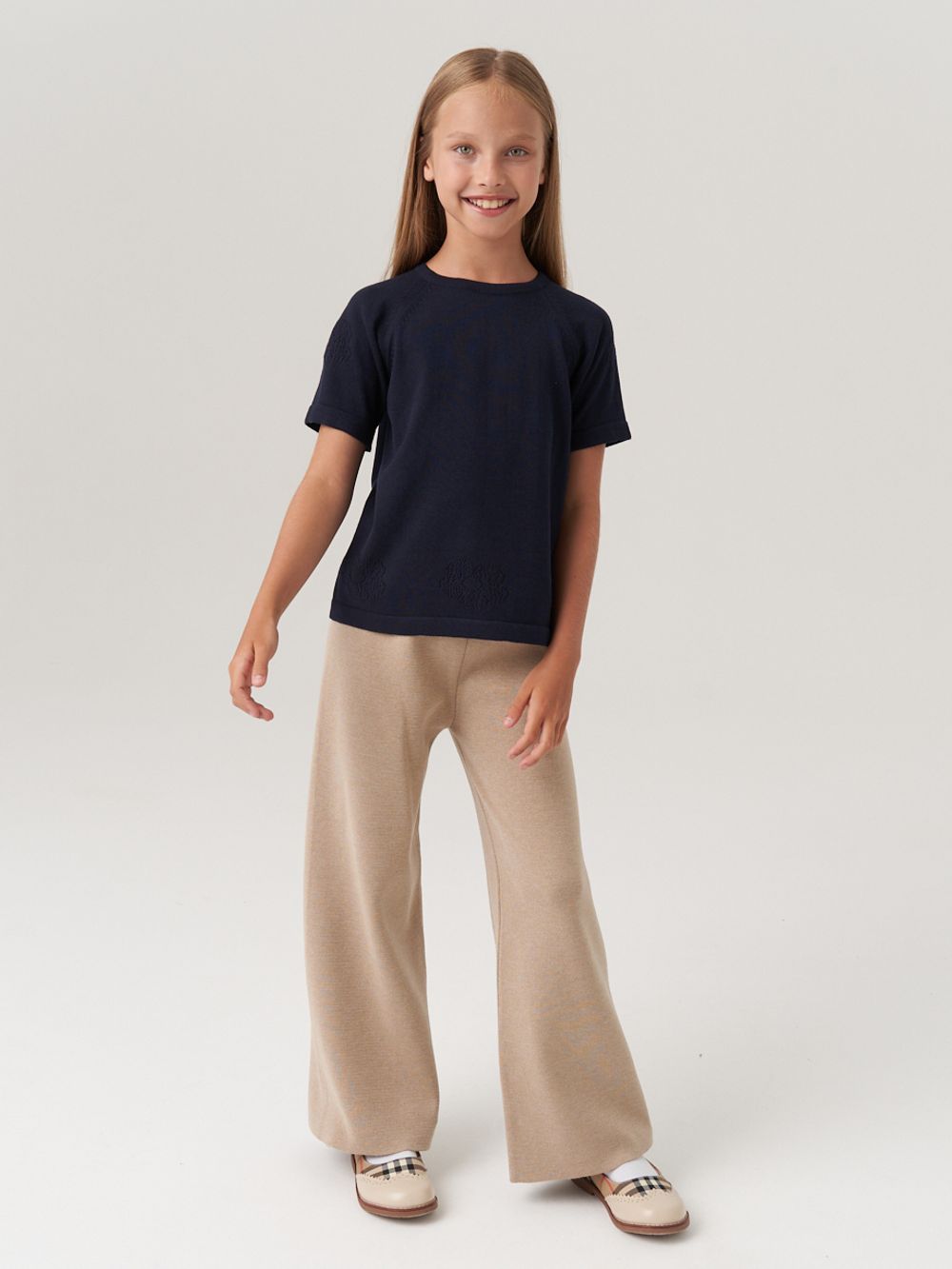 Джемпер для девочки с коротким рукавом AT1083 синий