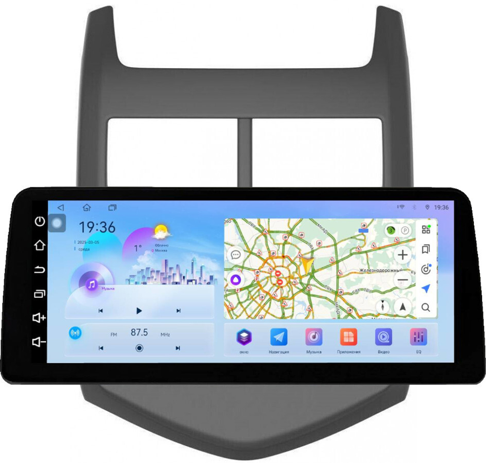 Магнитола для Chevrolet Aveo 2 2012-2015 - FarCar монитор 12.3" 2K QLED на Android 14, TS10, CarPlay, 4G SIM-слот