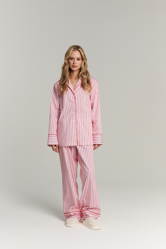 Брюки с кантом из сатина в полоску