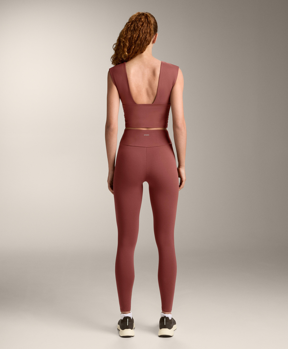 Oysho Топ-майка Comfortlux с перекрестными деталями, линялый махагон