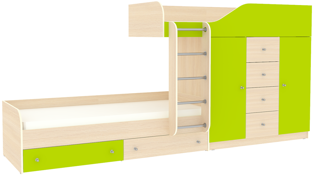 Двухъярусная кровать КарИВи Астра 6  Дуб Молочный Лайм